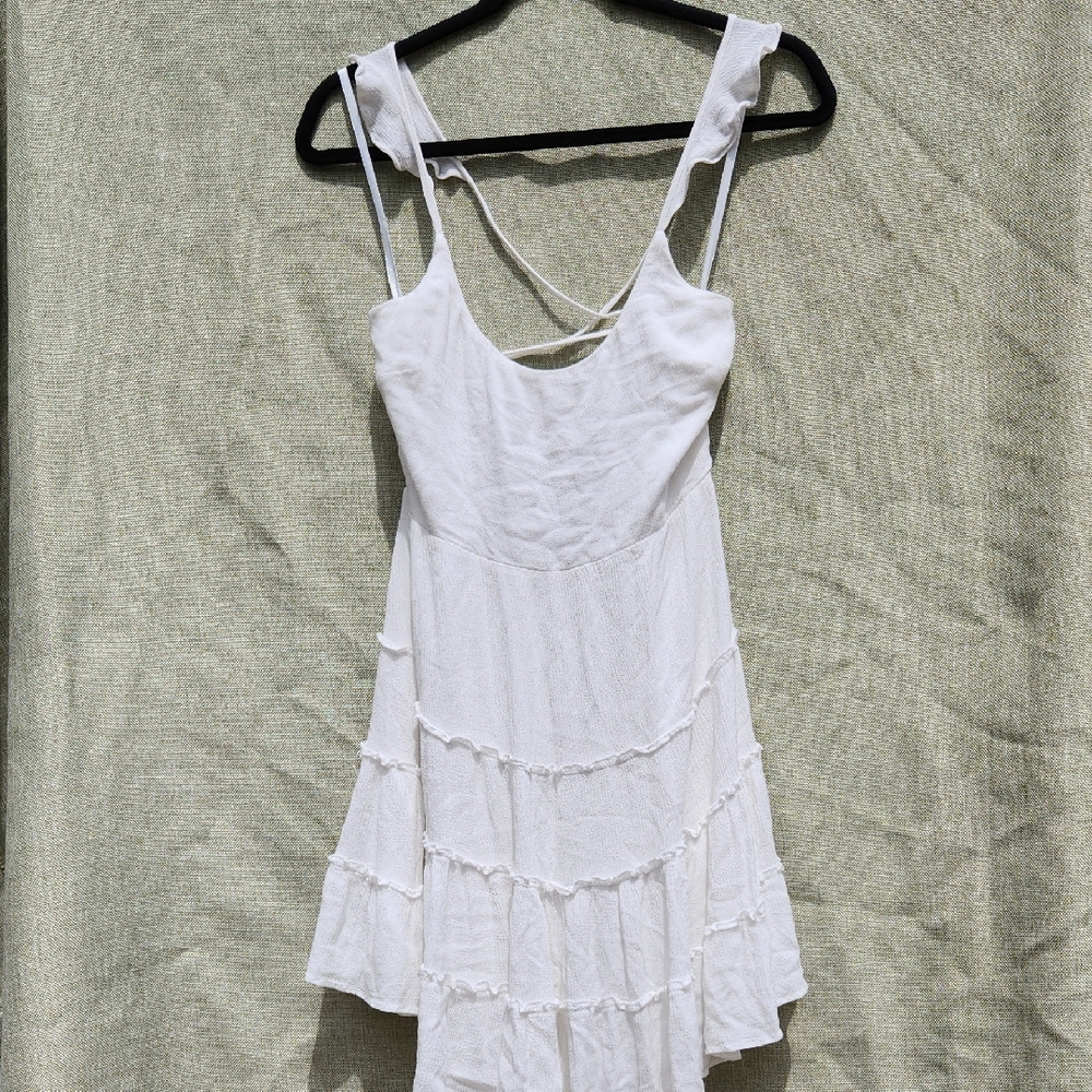 Angel Biba Classic White Teared Open Back Mini Dress Size M